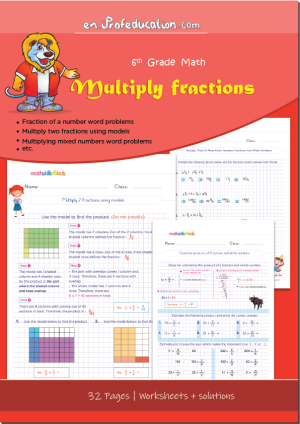 Grade 6 Multiplying fraction worksheets with solutions