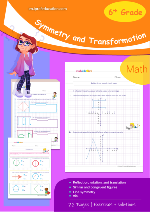 Grade 6 Symmetry and transformation worksheets with solutions