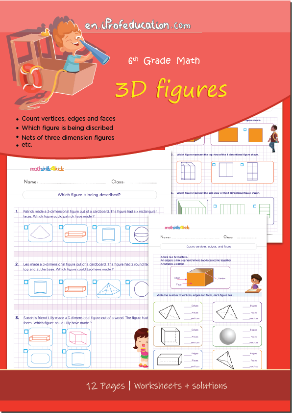 Grade 6 Three dimensional Figures Worksheets With Solutions